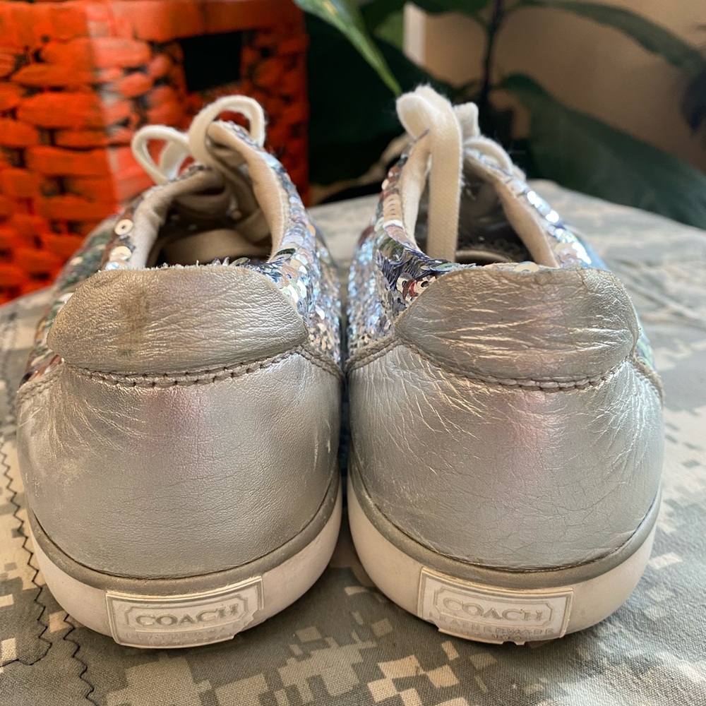 Coach Garrett Silver Sequin Women's Sneakers S 8B - Picture 5 of 13